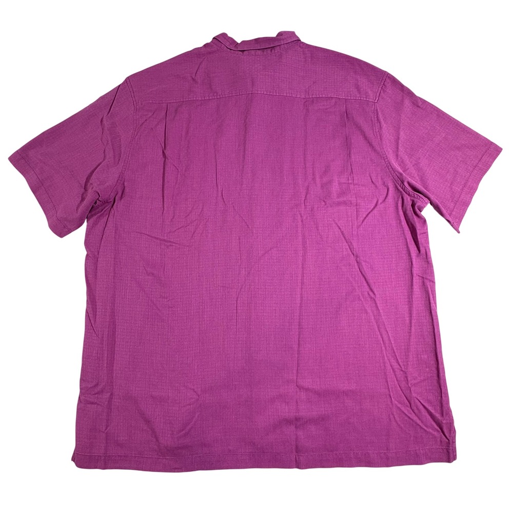Tommy Bahama IslandZone Purple Silk Blend Dobby Shirt Mens XXXL Short Sleeve - Picture 3 of 8